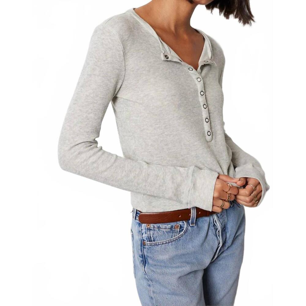 NEW BOBI viv snap placket tee in grey